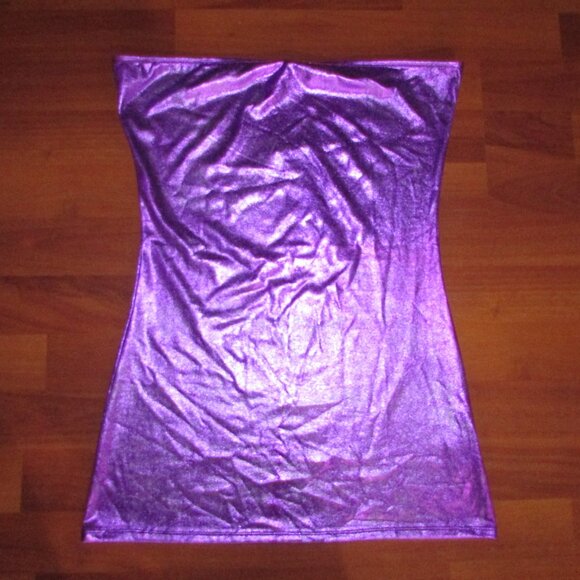 Purple Metallic Mini Dress and Thong Panty - Med - NEW - Picture 4 of 9